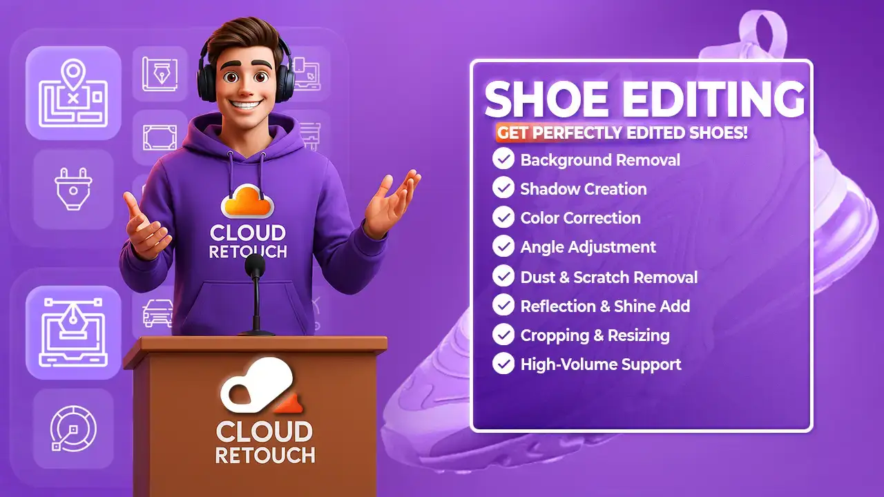 Shoe Photo Editing Services by Cloud Retouch