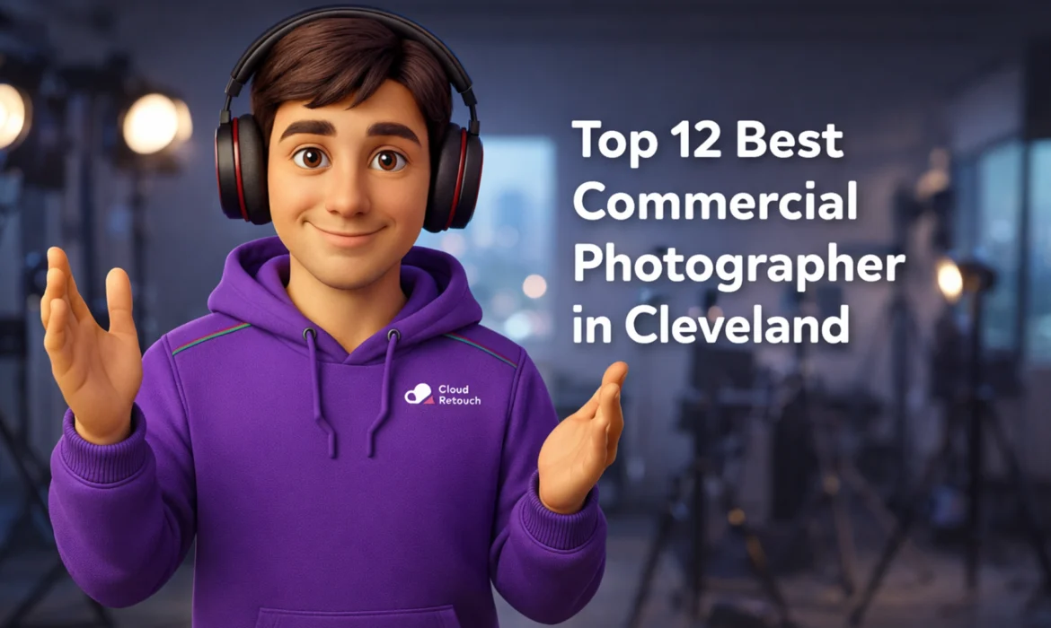 3D character in purple hoodie and headphones standing 3D character in purple hoodie and headphones standing Commercial Photographer in Cleveland​ studio