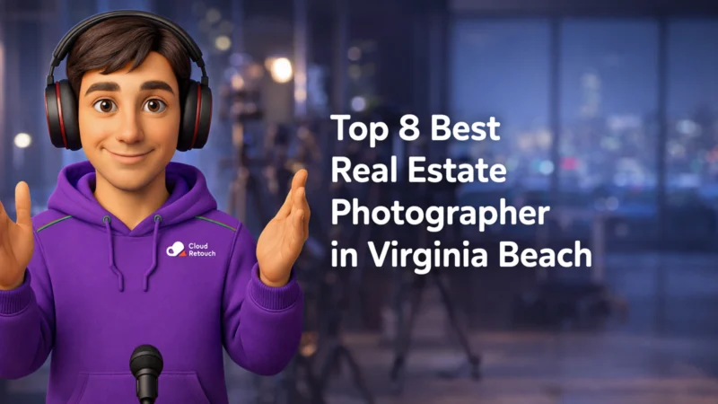 3D CloudRetouch character in a Virginia Beach studio wearing a purple hoodie and headphones.