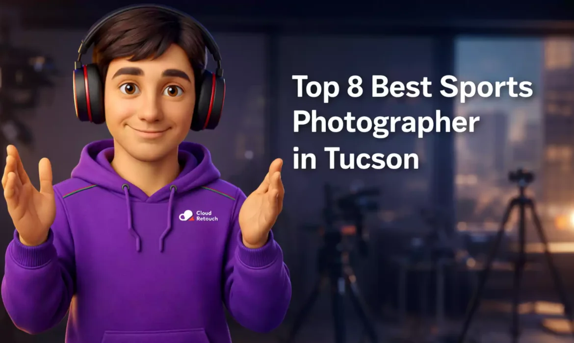 CloudRetouch character in a Tucson studio setting representing the best sports photographer in Tucson