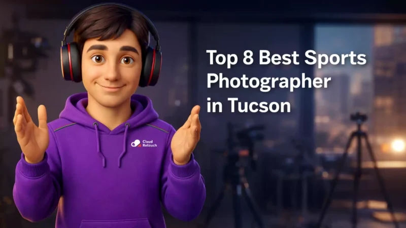 CloudRetouch character in a Tucson studio setting representing the best sports photographer in Tucson