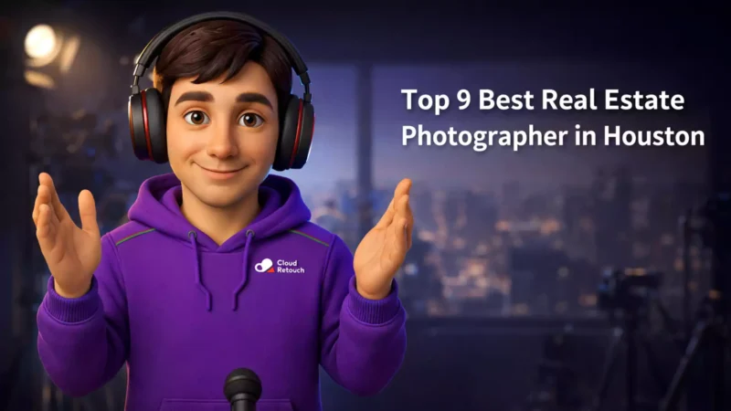 CloudRetouch character in a Houston studio representing the top 9 best real estate photographer in Houston