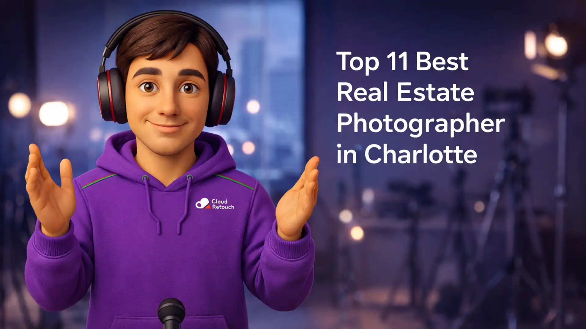 3D character in a studio representing a real estate photographer in Charlotte