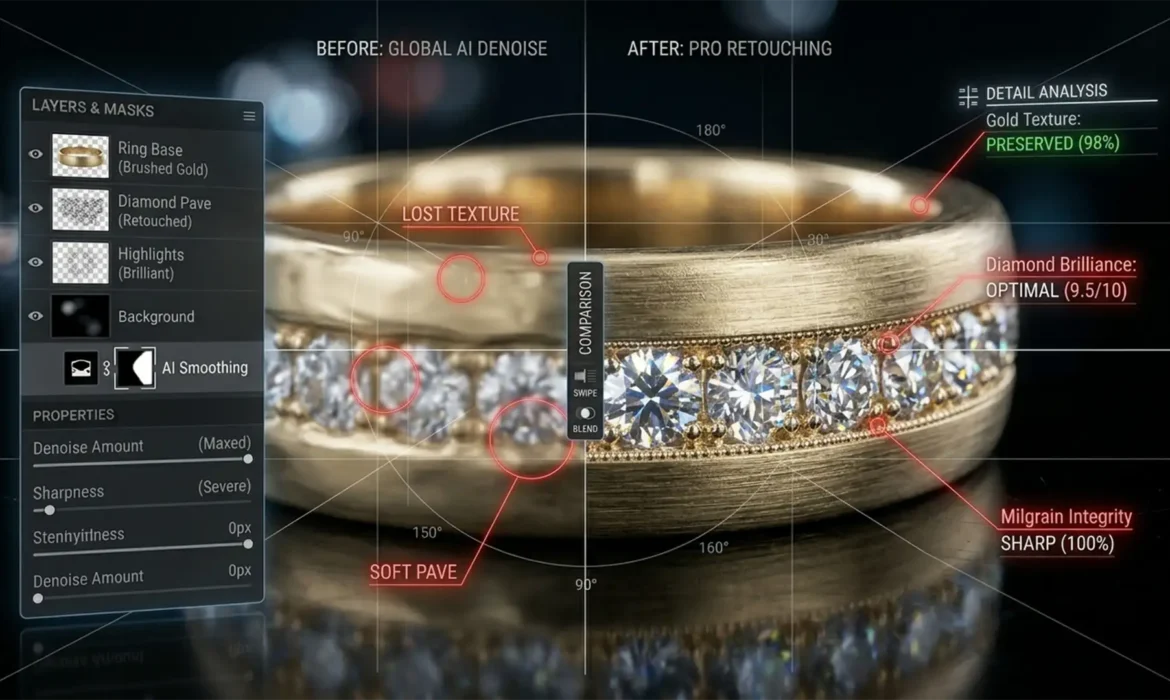 Is AI Denoise Ruining Your Jewelry How to Clean Noise While Preserving Metal Grain Featured Image